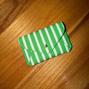 Kate Spade Green and White Striped Wallet